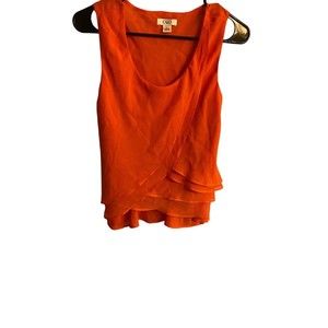 Cato Orange Tank Tiered Ruffled Sheer Womens Small